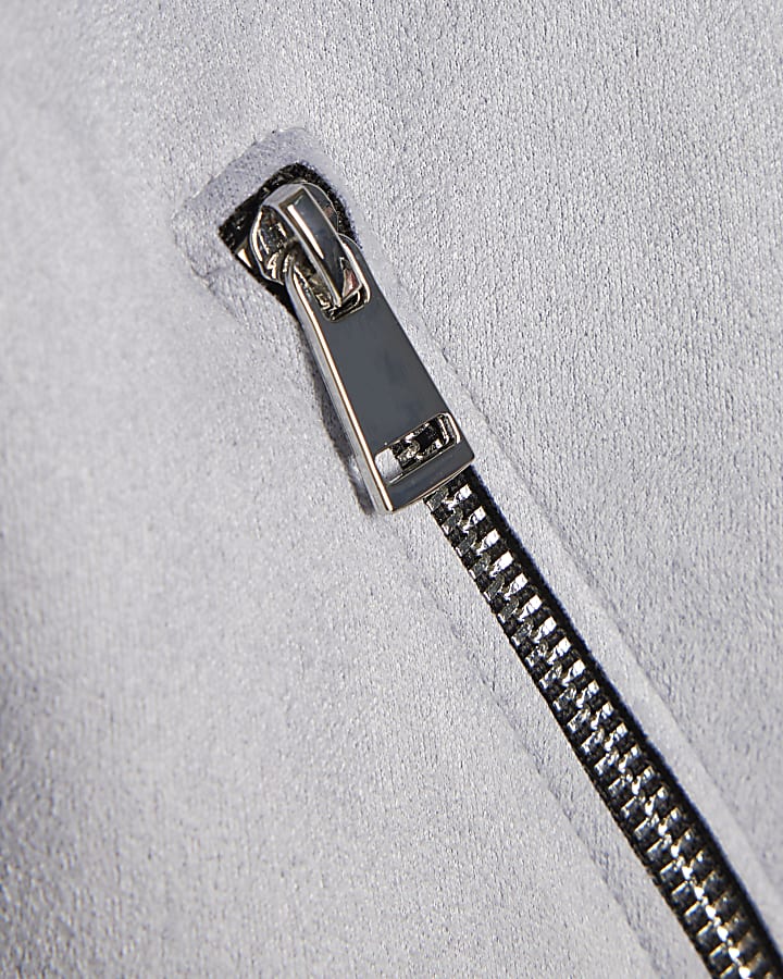 Mini Girls Blue Faux Suede Biker Jacket