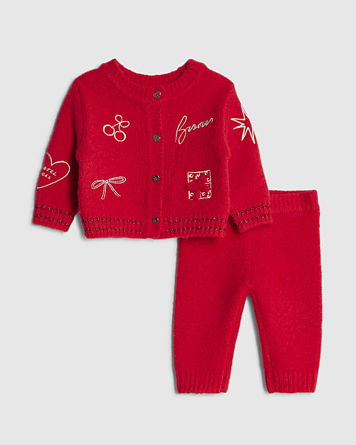 Nephthys Baby Girls Red Cardigan Set