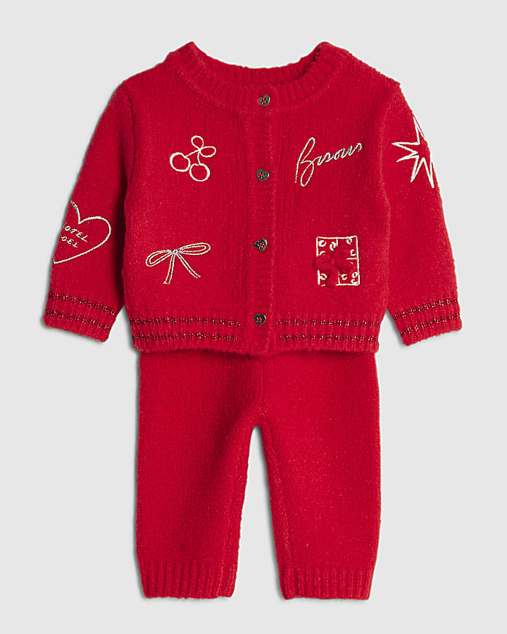 Nephthys Baby Girls Red Cardigan Set