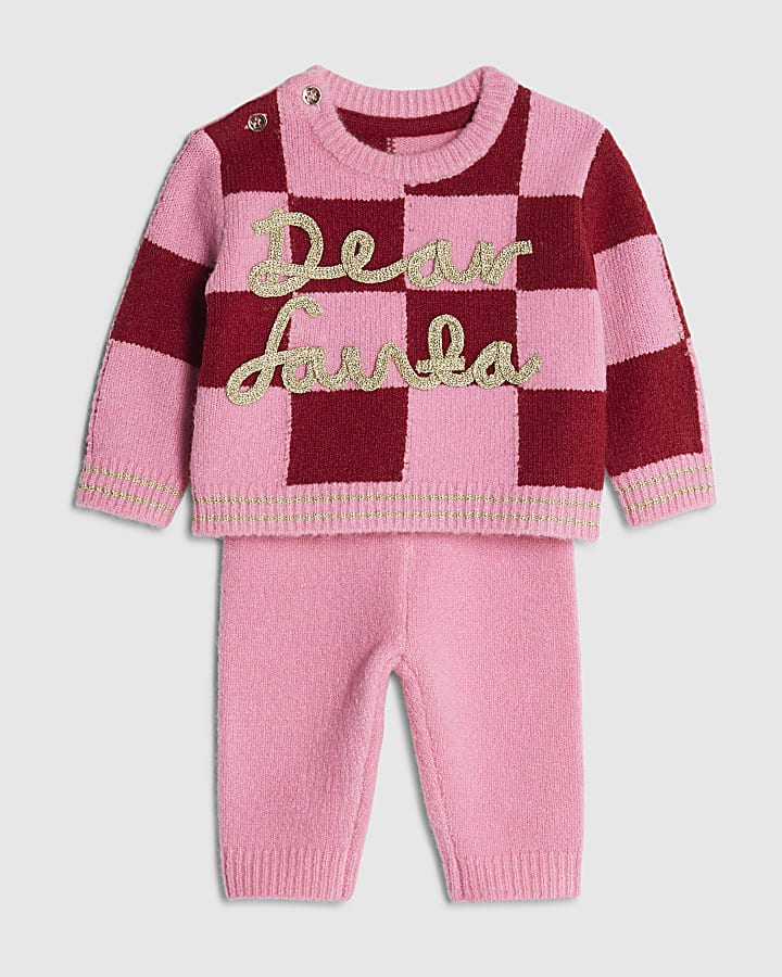 Nephthys Baby Girls Pink Santa Jumper set