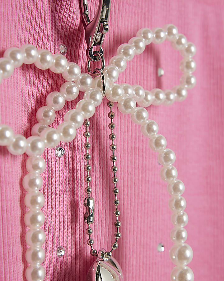 Girls Pink Embellsihed Charm Flared Trousers