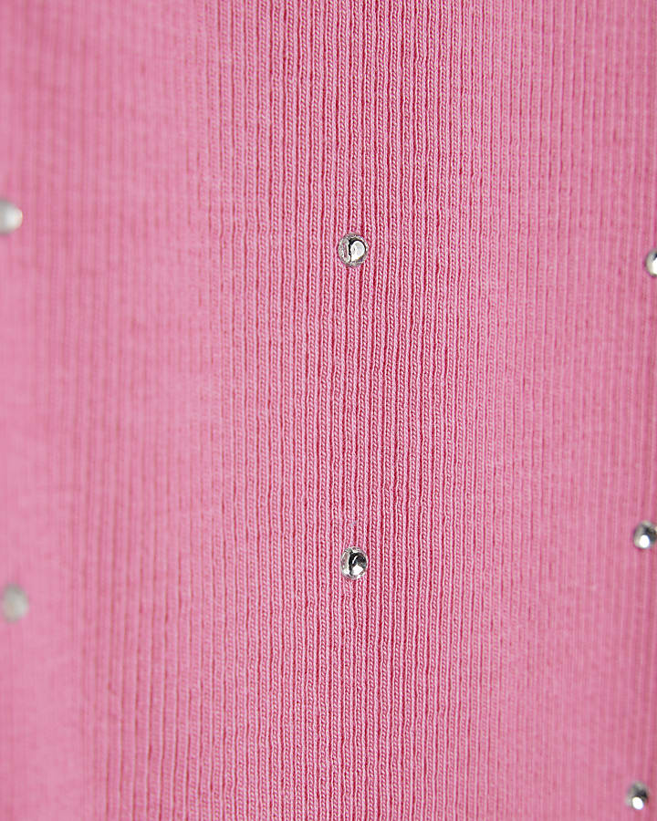 Girls Pink Embellsihed Charm Flared Trousers