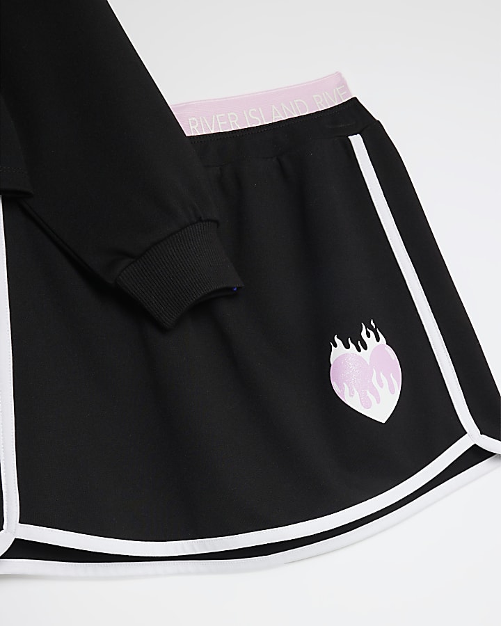 Girls Black Love Club Sweatshirt Set