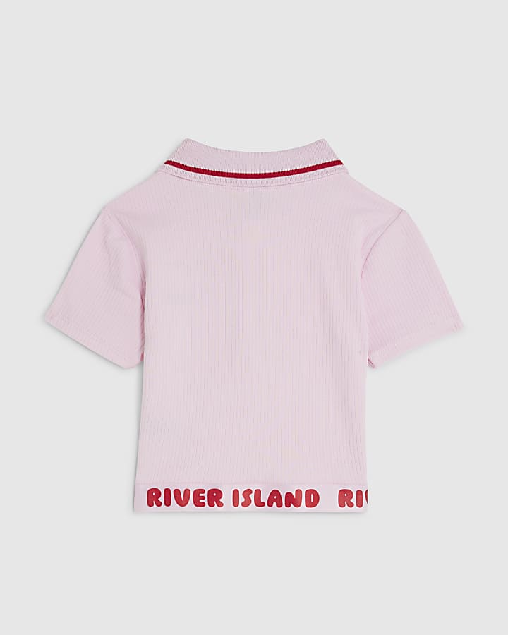 Girls Pink Zip Paris Polo Shirt