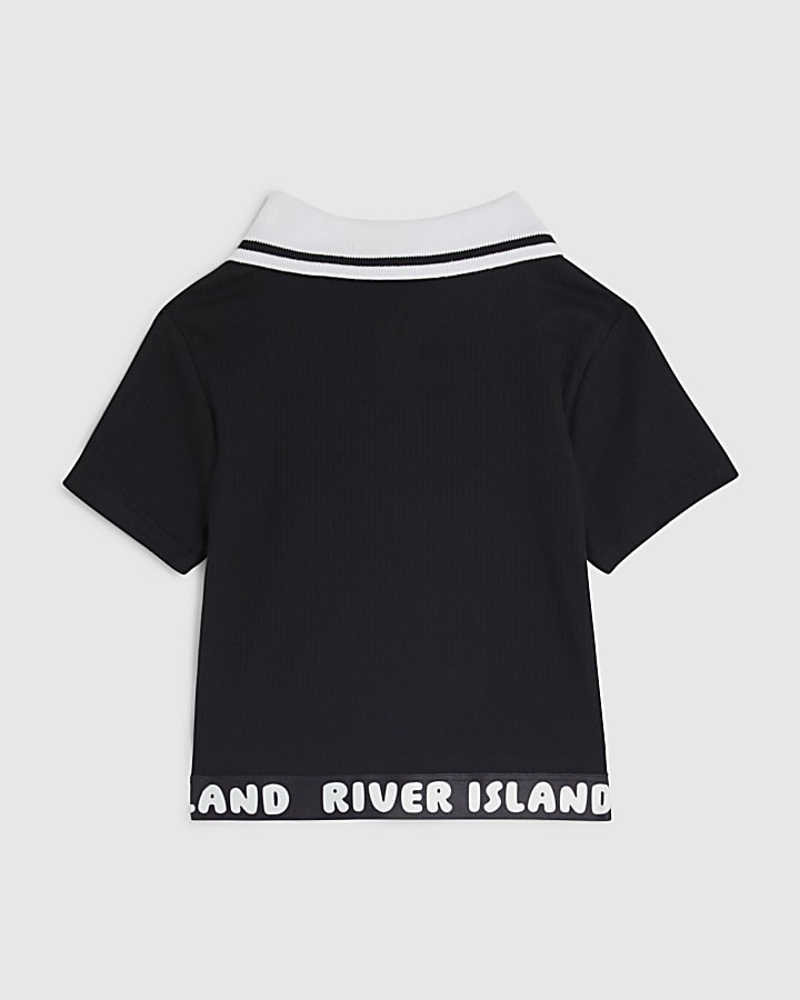 Girls Black Zip New York City Polo Shirt