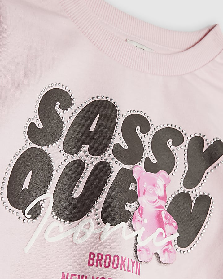 Girls Pink Sassy Queen Tracksuit Set
