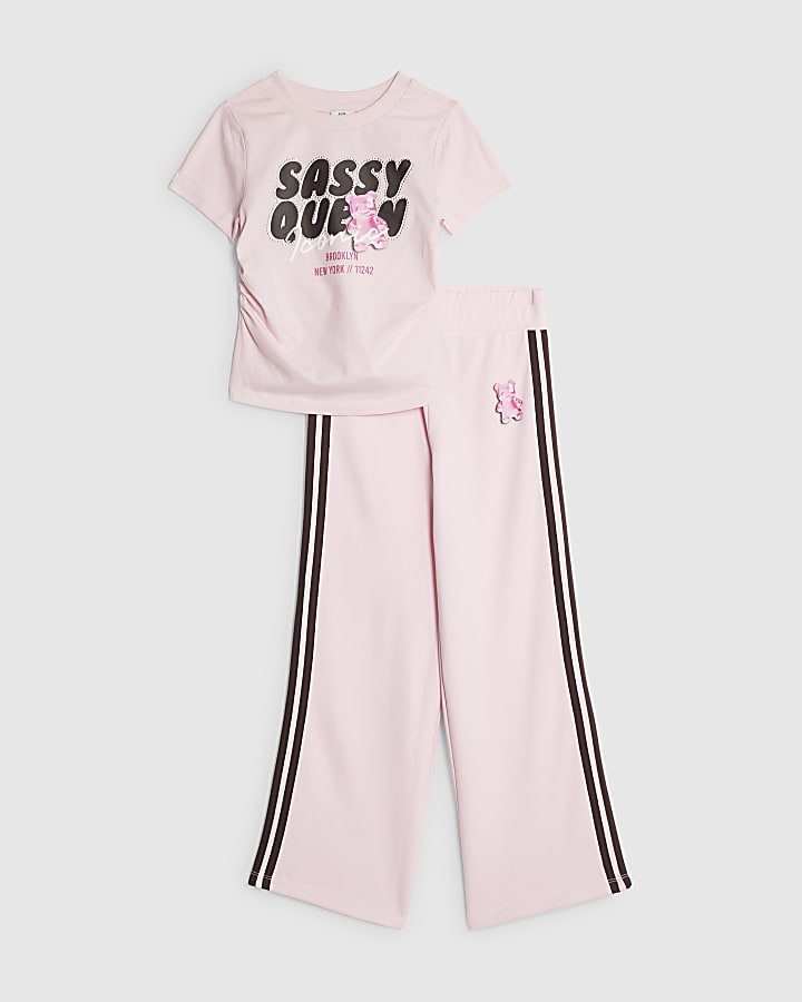 Girls Pink Sassy Queen Tracksuit Set