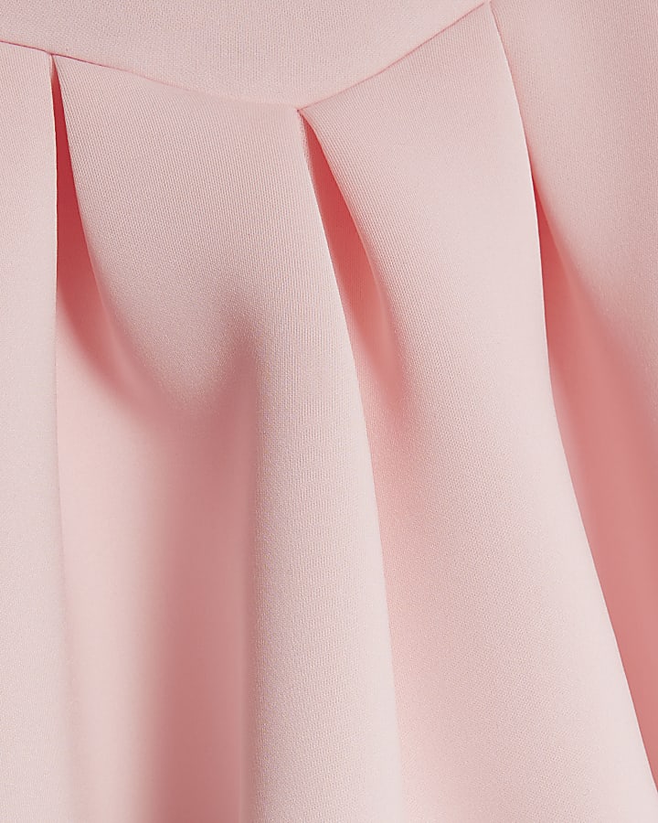 Girls Pink Pearl Embellished Scuba Dress