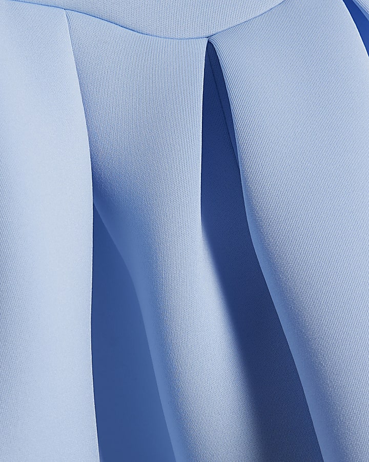 Girls Blue Pearl Embellished Scuba Dress