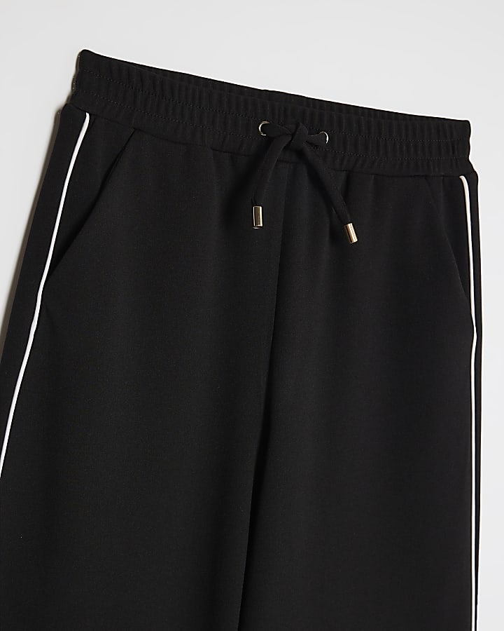 Girls Black Bow Wide Leg Trousers
