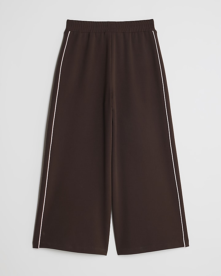 Girls Brown Wide Leg Trousers