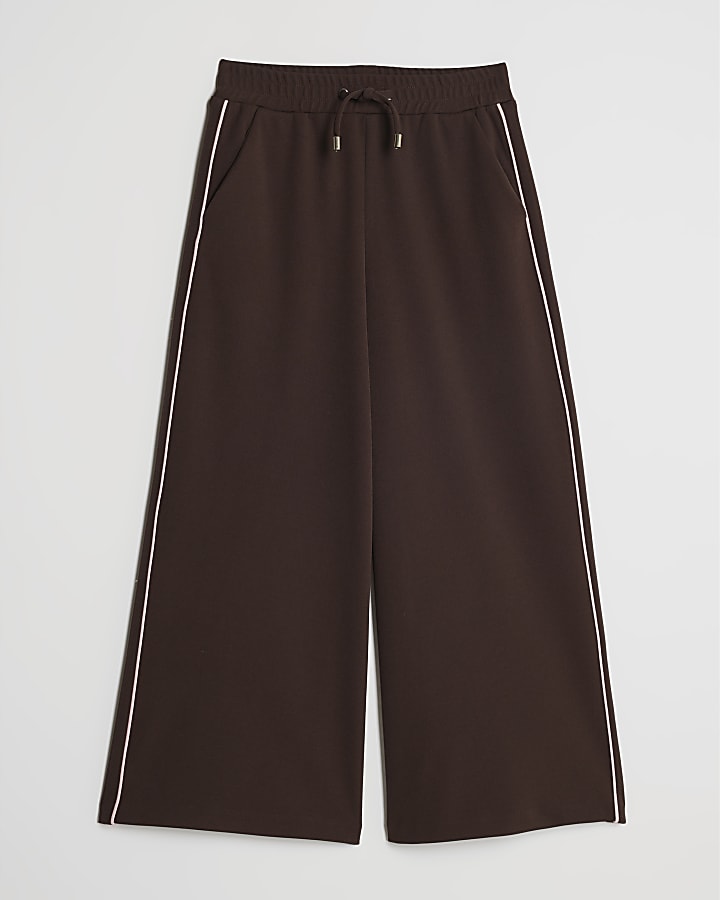 Girls Brown Wide Leg Trousers