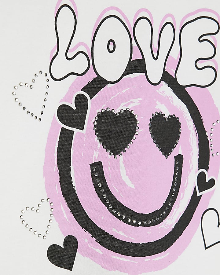 Girls White Love Smile T-Shirt