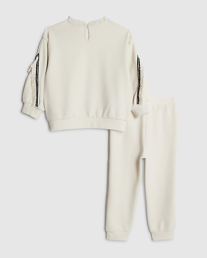 Mini Girls Cream RI Frill Sweatshirt Set