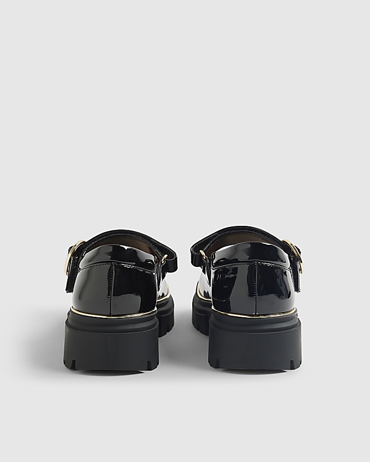 Girls Black Patent Chunky Mary Jane Shoes