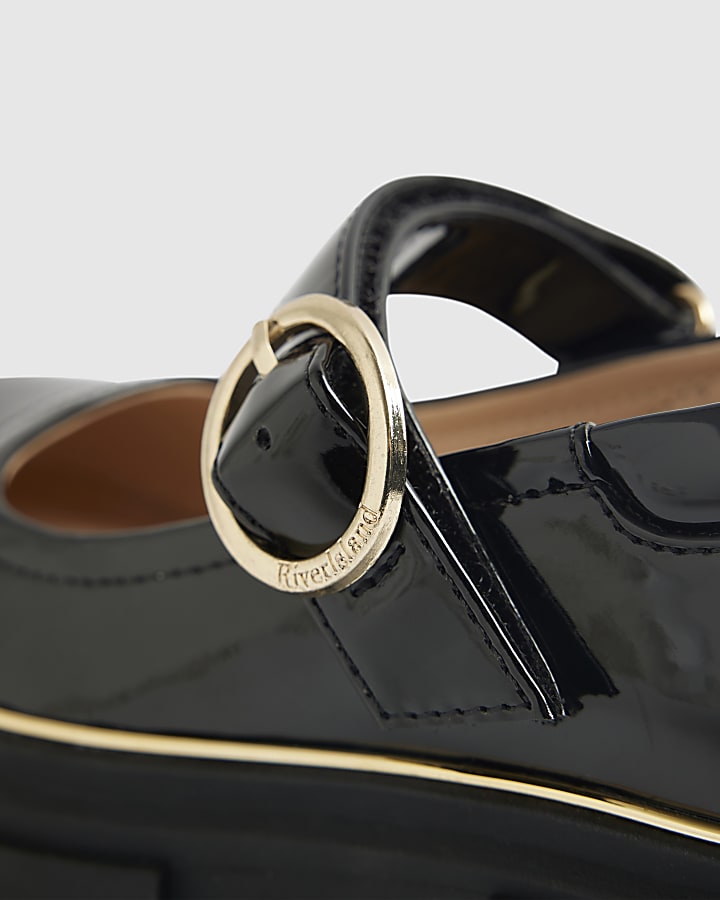 Girls Black Patent Chunky Mary Jane Shoes