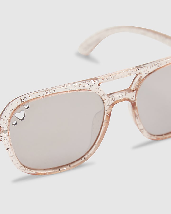 Mini Girls Pink Glitter Aviator Sunglasses