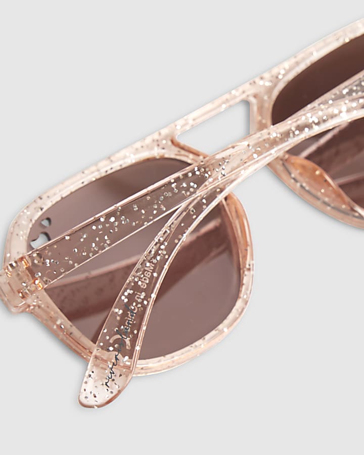 Mini Girls Pink Glitter Aviator Sunglasses