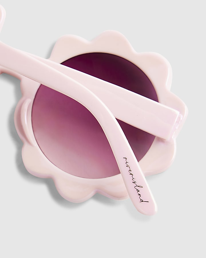 Mini Girls Pink Pearlized Flower Sunglasses