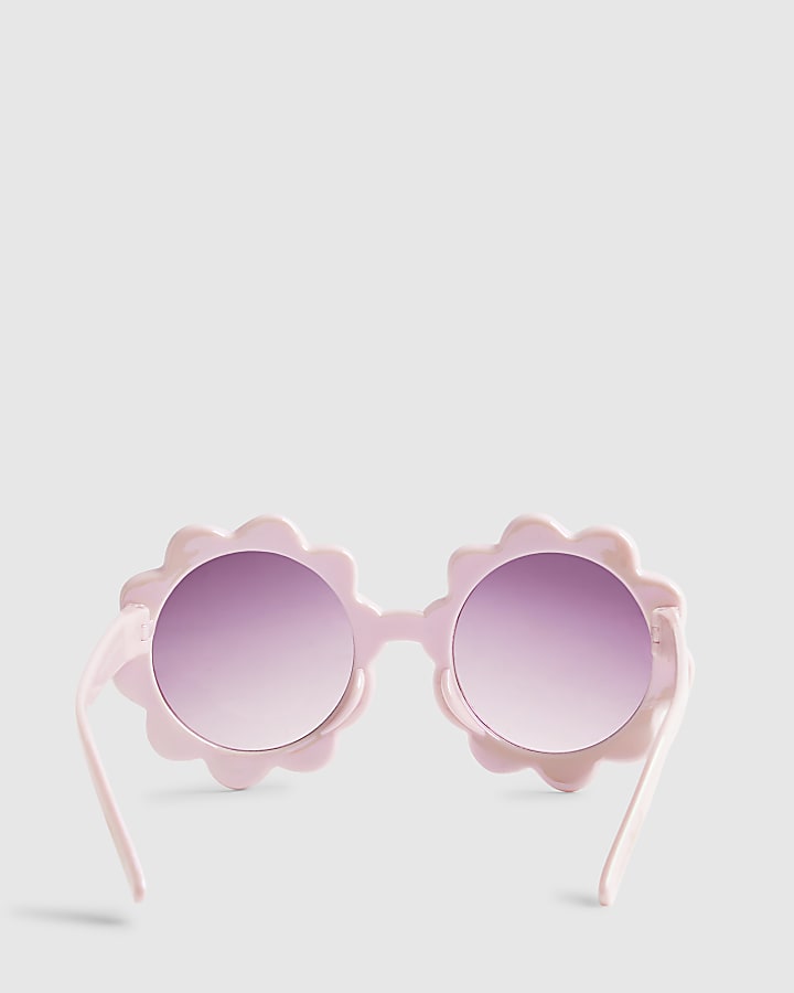 Mini Girls Pink Pearlized Flower Sunglasses
