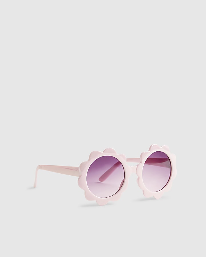 Mini Girls Pink Pearlized Flower Sunglasses