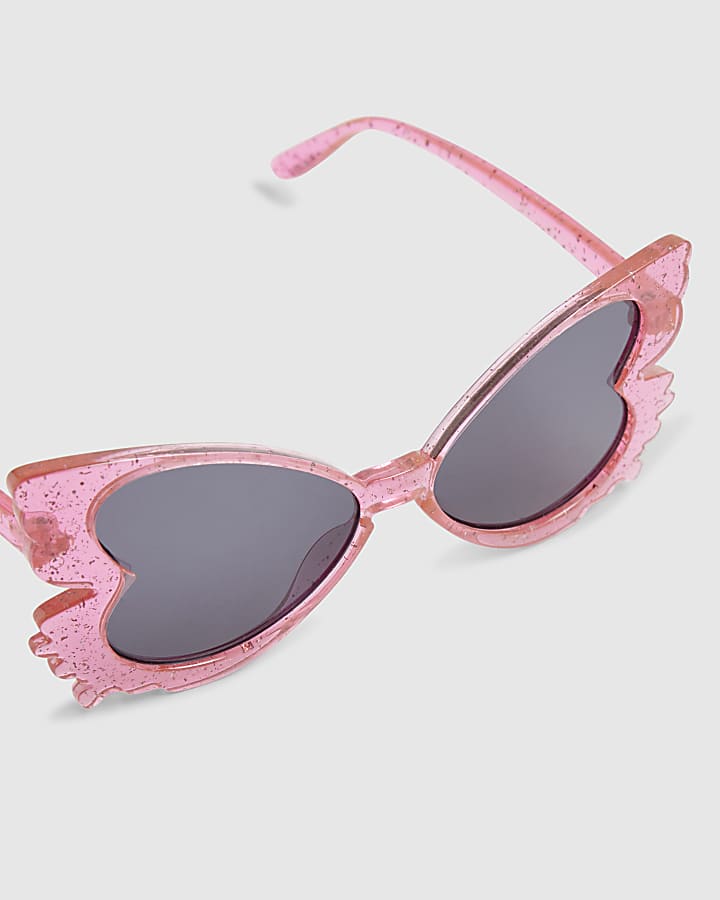Mini Girls Pink Confetti Butterfly Sunglasses