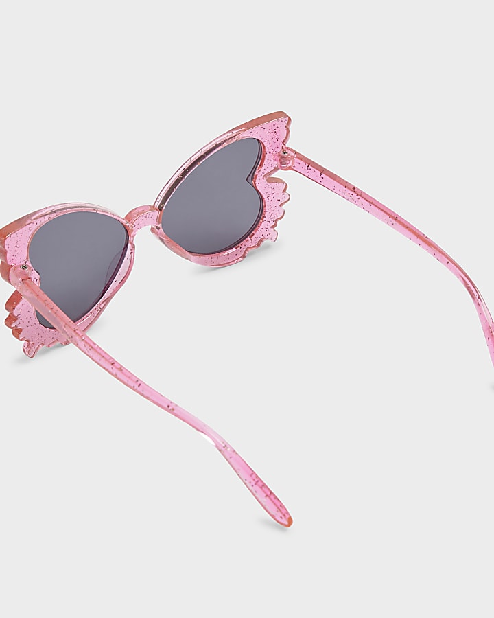 Mini Girls Pink Confetti Butterfly Sunglasses