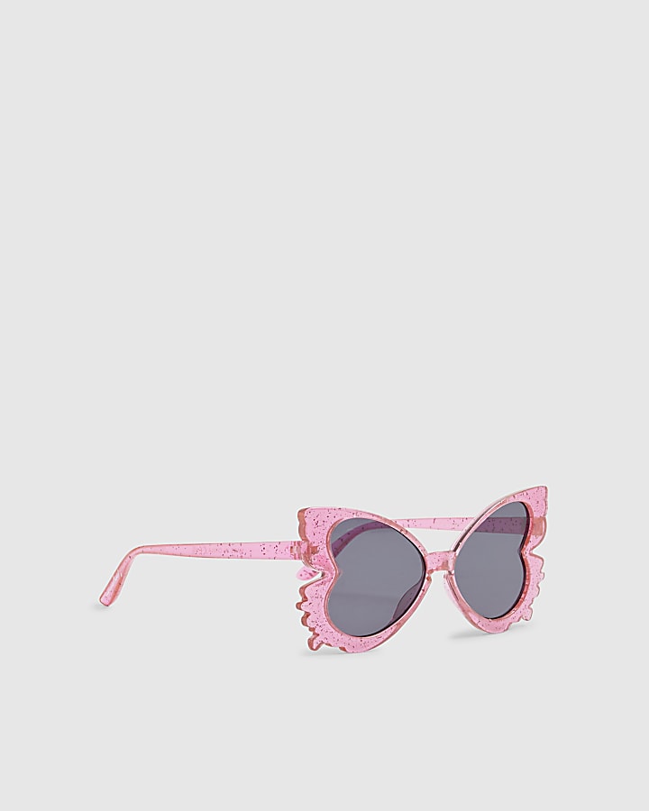 Mini Girls Pink Confetti Butterfly Sunglasses