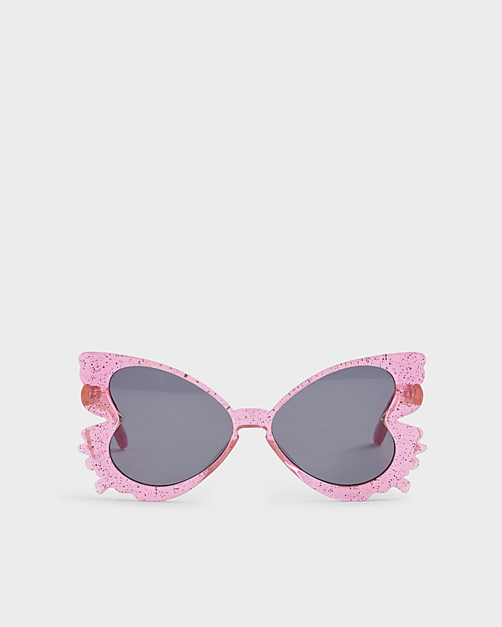 Mini Girls Pink Confetti Butterfly Sunglasses