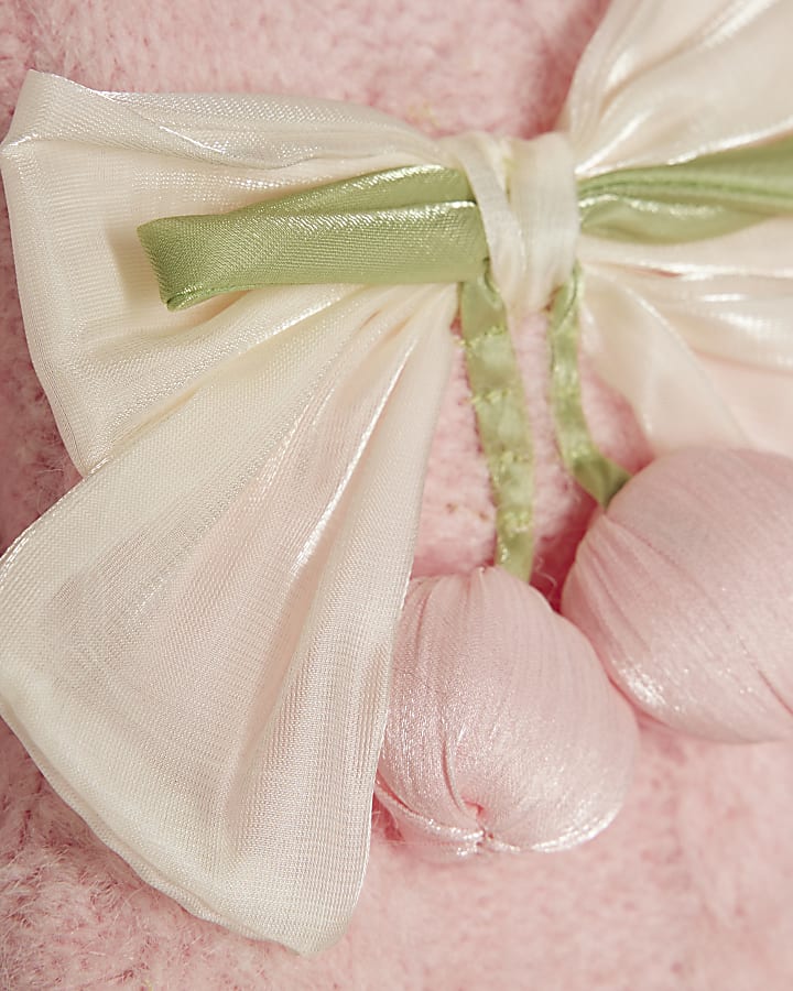 Girls Pink Bow Flower Cardigan 