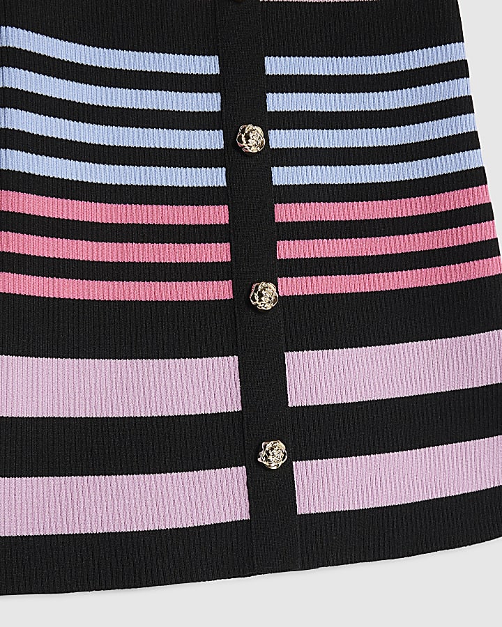 Girls Black Stripe Polo Dress