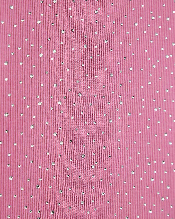 Girls Pink Embellished T-Shirt