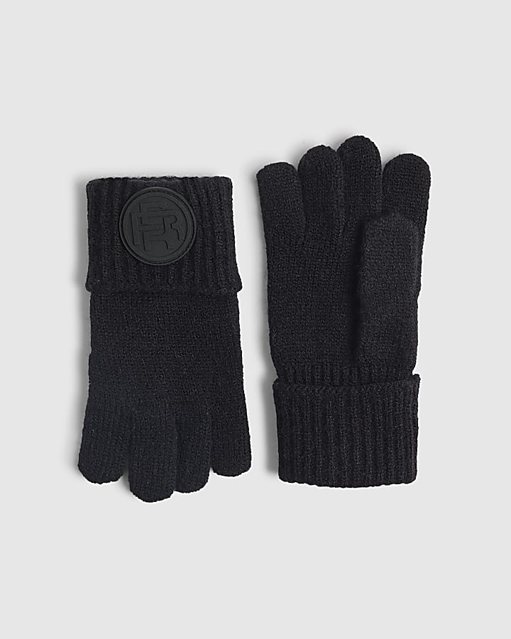 Boys Black Knitted Gloves