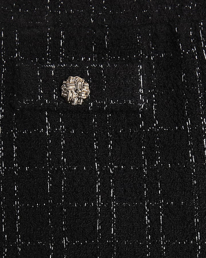 Girls Black Boucle Button Shorts
