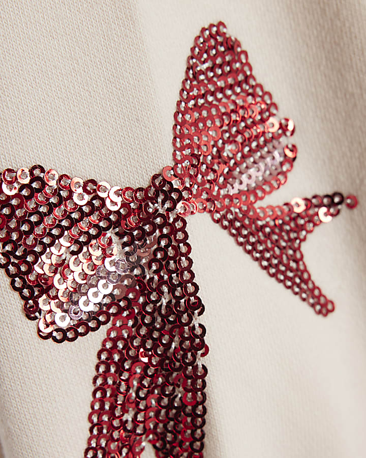 Girls Pink Embellished Christmas Sweatshirt