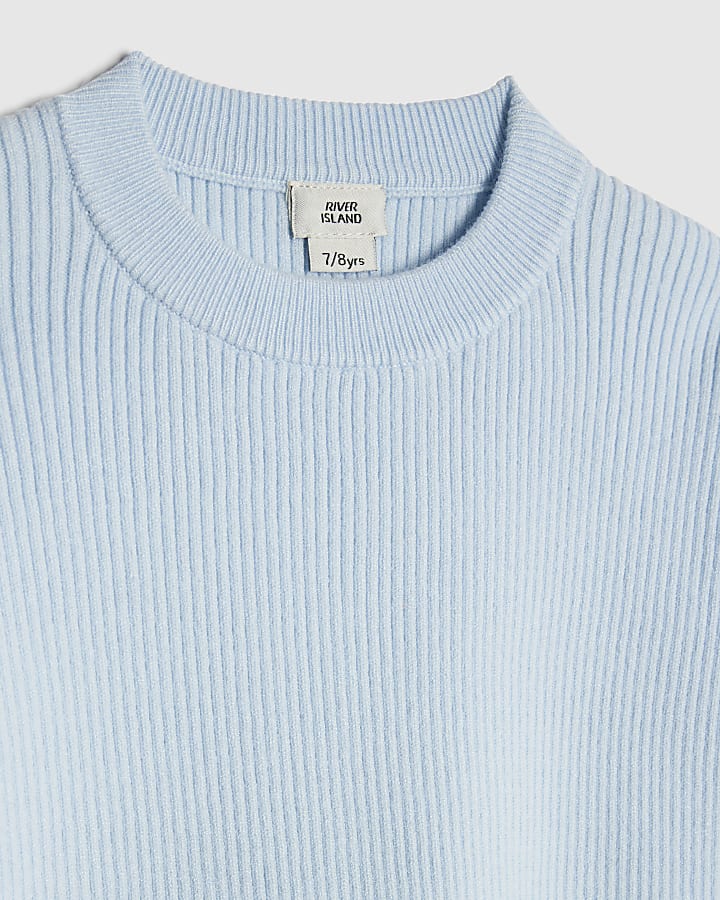 Girls Blue Cut Out Bow Jumper Set