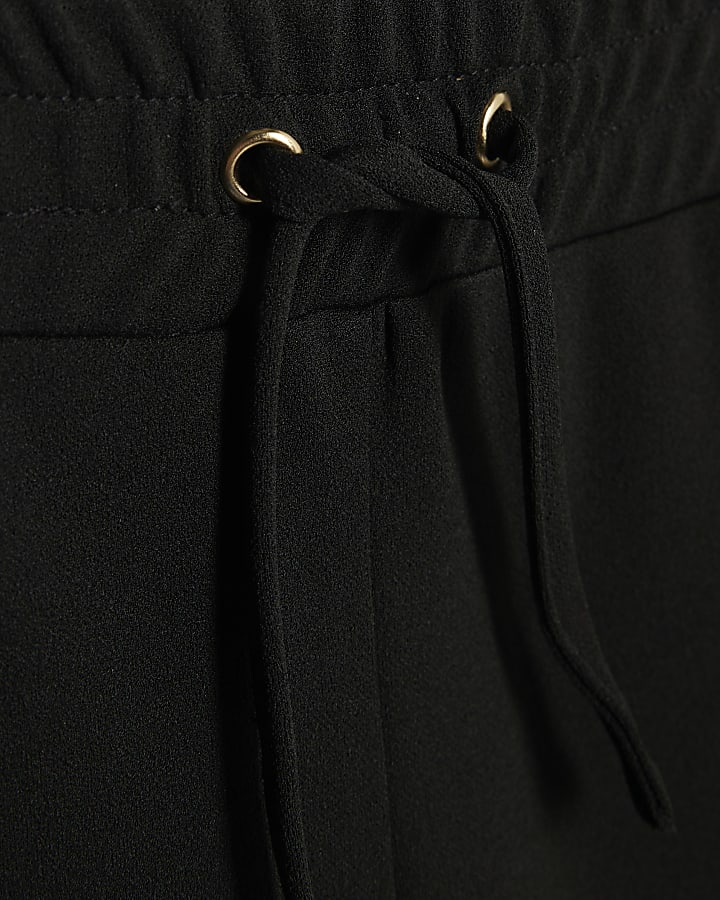 Girls Black Bow Wide Leg Trousers