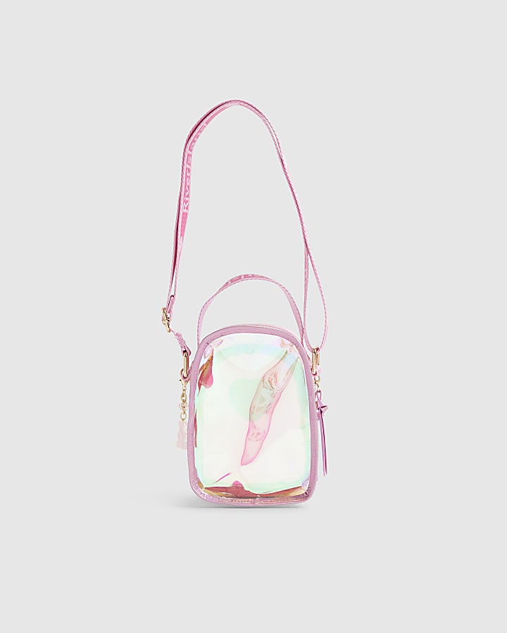 Girls Pink Holographic Jelly Cross Body Bag