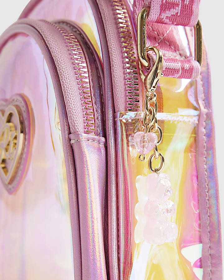 Girls Pink Holographic Jelly Cross Body Bag