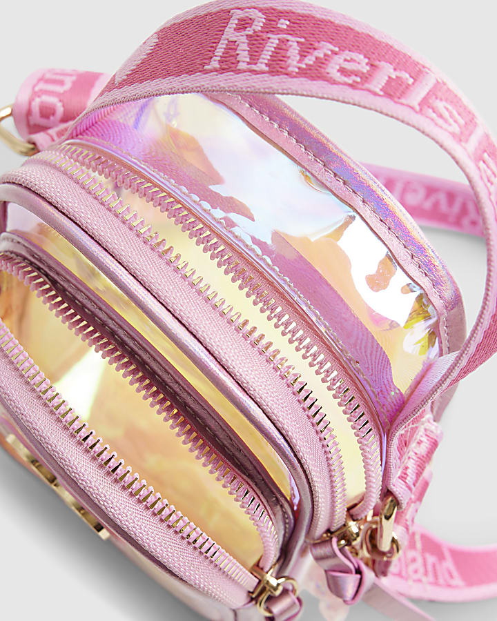 Girls Pink Holographic Jelly Cross Body Bag