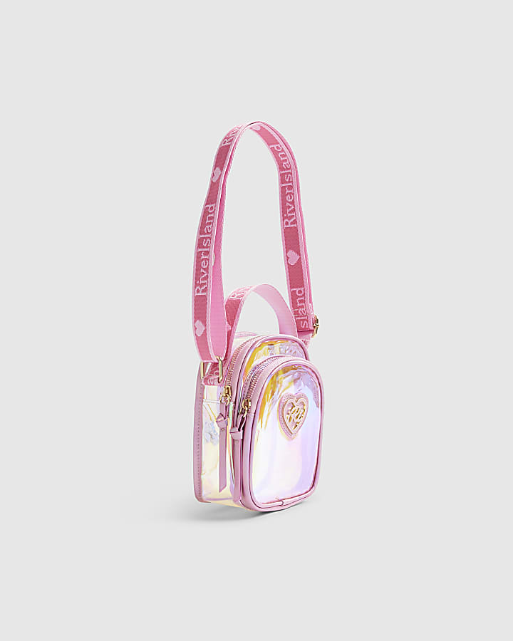 Girls Pink Holographic Jelly Cross Body Bag