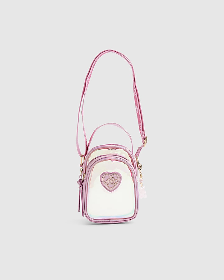 Girls Pink Holographic Jelly Cross Body Bag