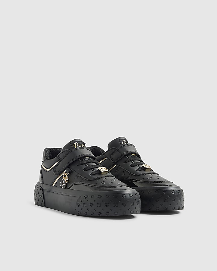 Girls Black RI Monogram Trainers