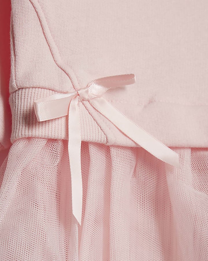 Mini Girls Pink Tulle Hybrid Sweatshirt Set