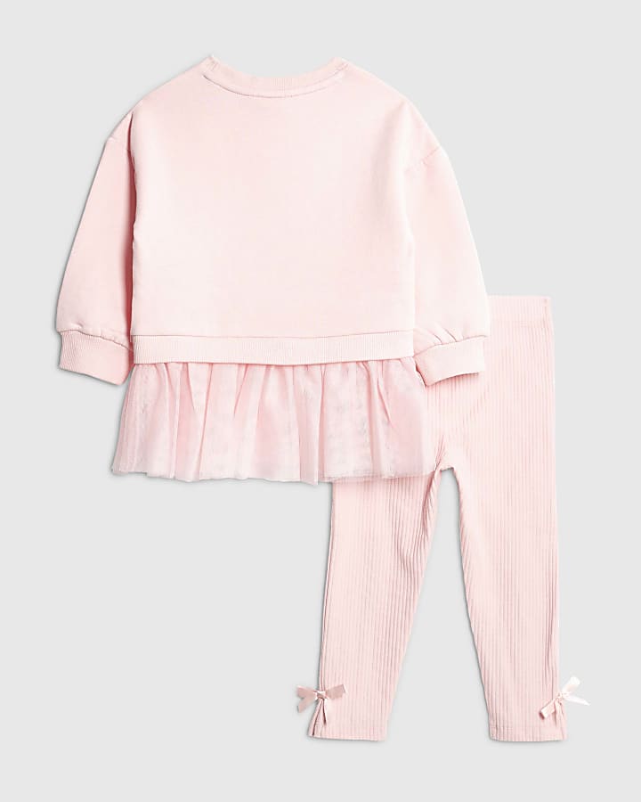 Mini Girls Pink Tulle Hybrid Sweatshirt Set