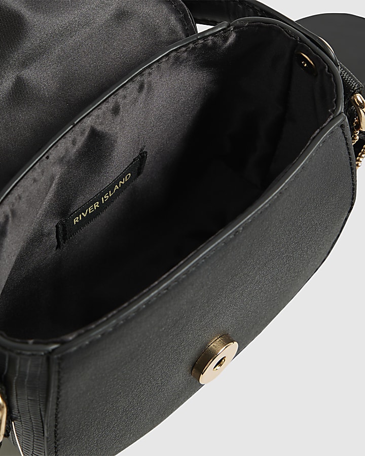 Girls Black Heart Monogram Cross Body Bag