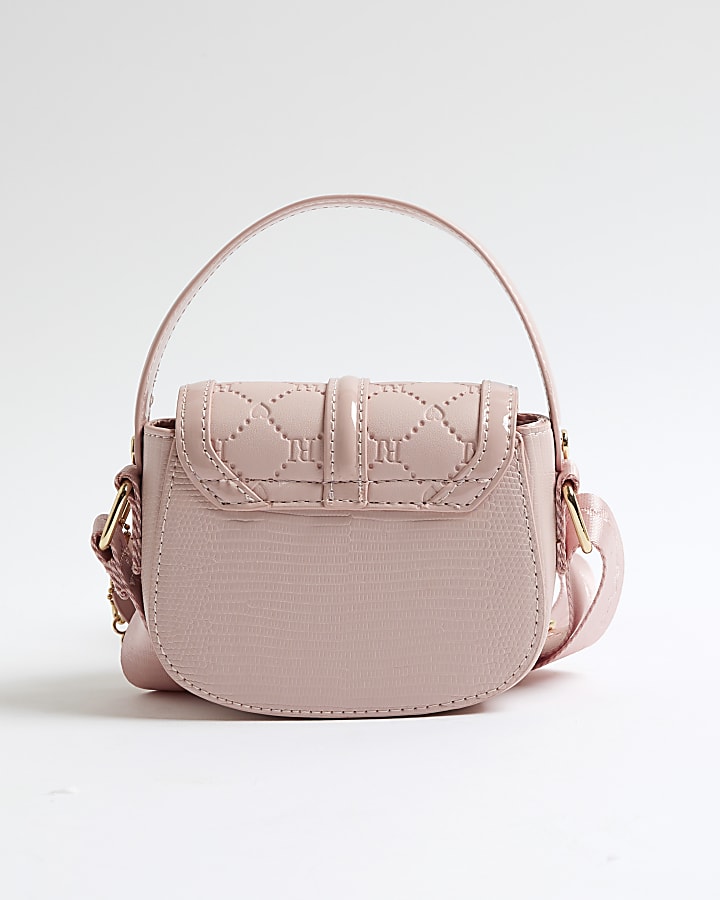 Girls Pink Heart Monogram Cross Body Bag