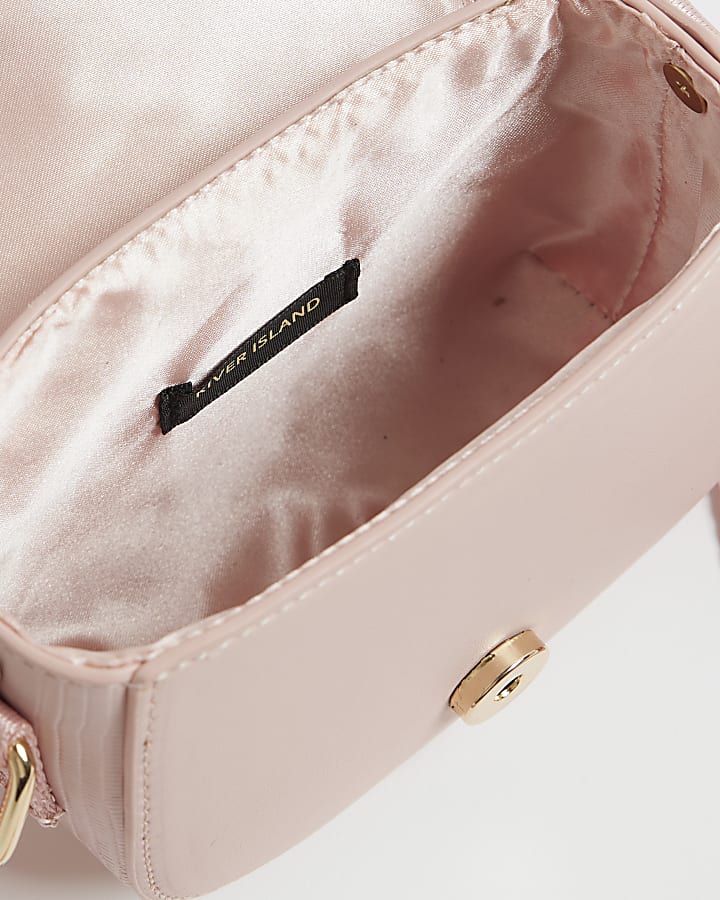 Girls Pink Heart Monogram Cross Body Bag