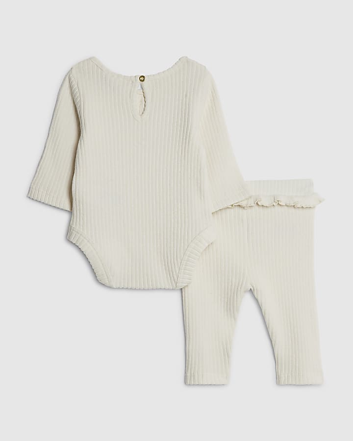 Baby Girl Cream Bow Bodysuit Set
