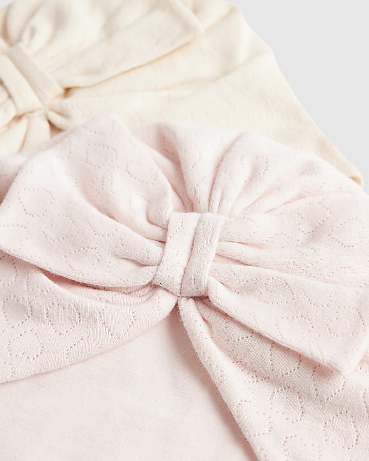 Baby Girls Pink Floral Bow Turban Pack Of 2